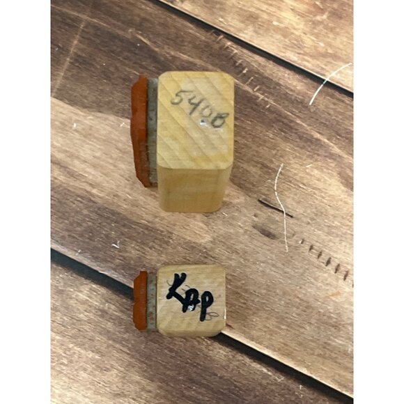 2003 PEDDLERS PACK WOOD RUBBER STAMP SET OF 2 HAPPY HOLIDAY HOLIDAY BLESSINGS - Picture 2 of 4